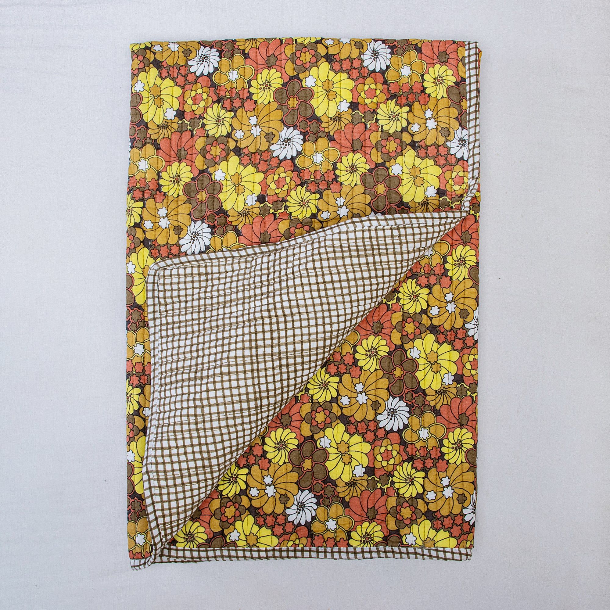 Multi Floral Hand Block Printed Reversible Cotton Baby Blankets 124